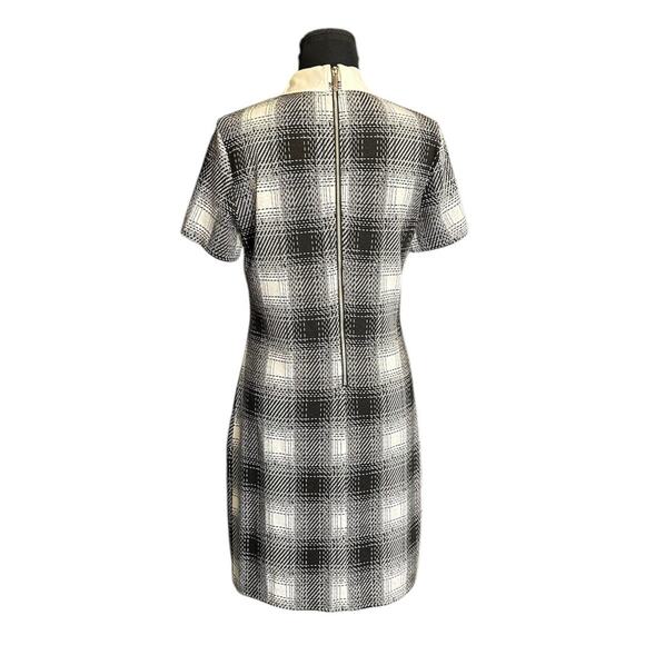 Tommy Hilfiger Black and White Plaid Short Sleeve Contrast Collar Dress Size 6 - Picture 3 of 7